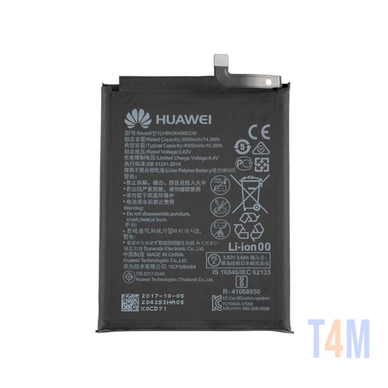 Bateria HB436486ECW para Huawei Mate 10/Mate 10 Pro/P20 Pro 4000mAh